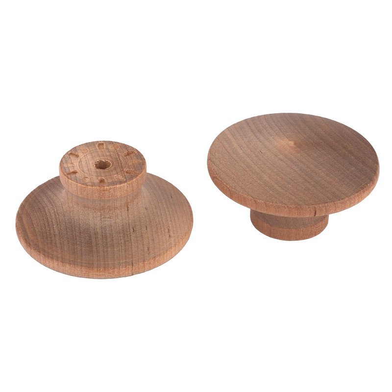 Mushroom Knob w/Screws - Birch - 2" Diameter - 1" Tall - 2 Piece